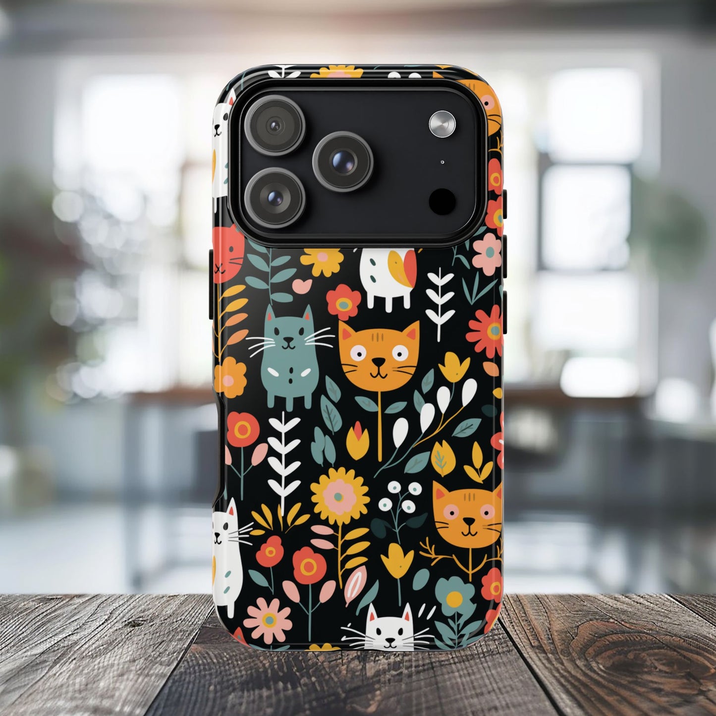 Whimsical Feline Garden iPhone, Samsung or Google Pixel Tough Cases