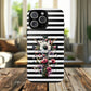 Faith in Bloom Tough iPhone Magnetic Case, iPhone Accessories, Floral iPhone Cover, Durable Cases for Gifts, Black and White Stripes