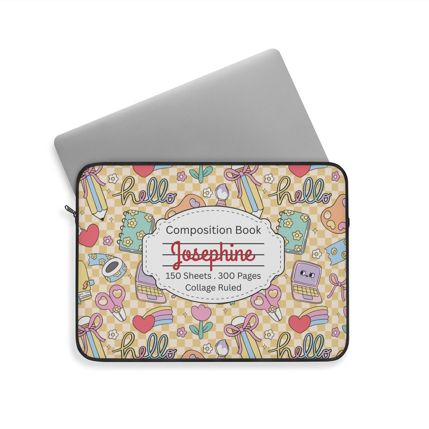 Personalized Doodle Daydream Composition Book Inspired Laptop Sleeve, Educational Gift for Teachers, Classroom Organization, Back to School, Unique Teacher Accessory