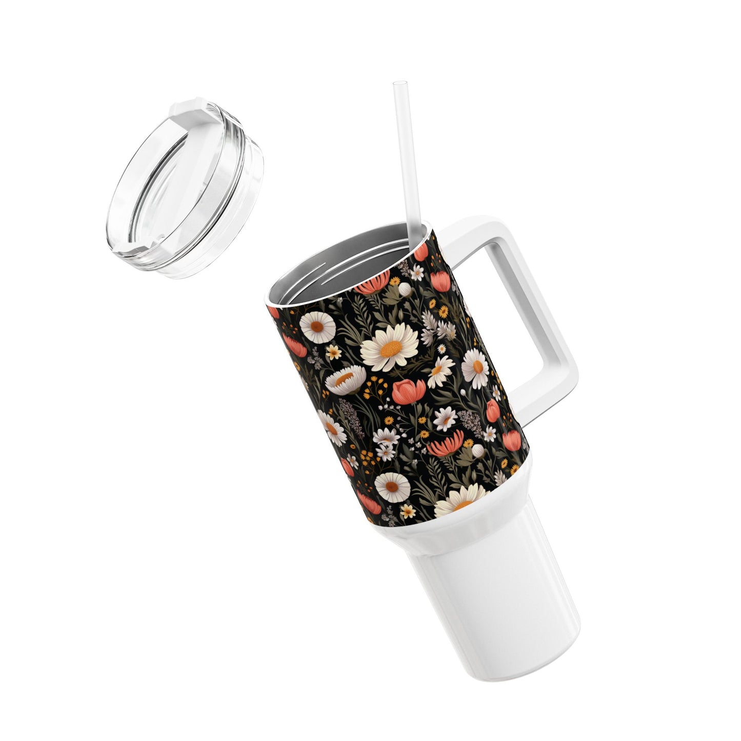 Blossom Elegance: Noir Garden 40oz Tumbler