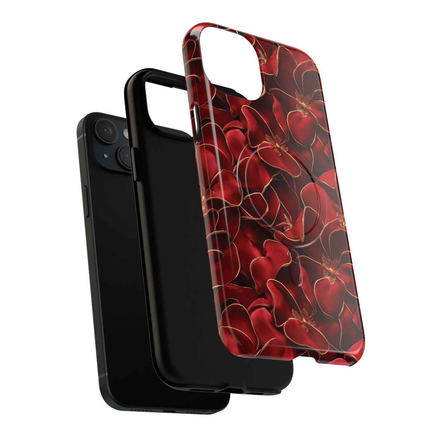 Crimson Bloom Tough iPhone Magnetic Case, Protective iPhone Case, Stylish iPhone Cover, Gift for Her, Mother's and Birthday Gifts, Unique Floral Accessories