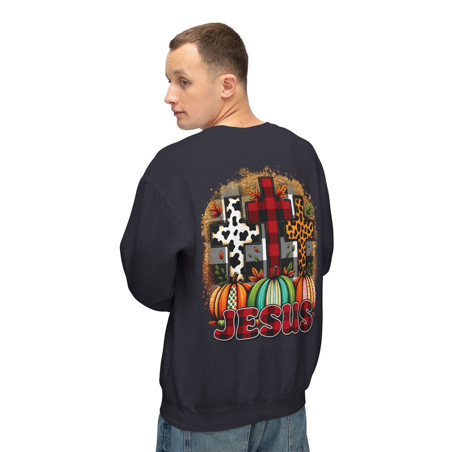 Faithful Harvest Cross Unisex Lightweight Crewneck Sweatshirt