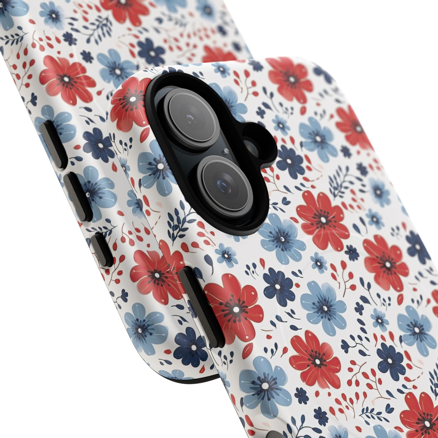 Patriotic Floral Dreams Tough Magnetic iPhone Cases, Durable, Stylish, Gift for Her, Protective Phone Cover, Spring Floral Design