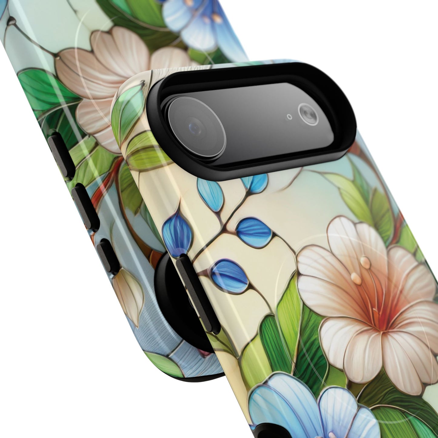 Rose Petal Mosaic Tough iPhone Magnetic Case, Durable Protection, Stylish iPhone Design, Gift for Her, Nature Lover, Unique Stained Glass  Accessory