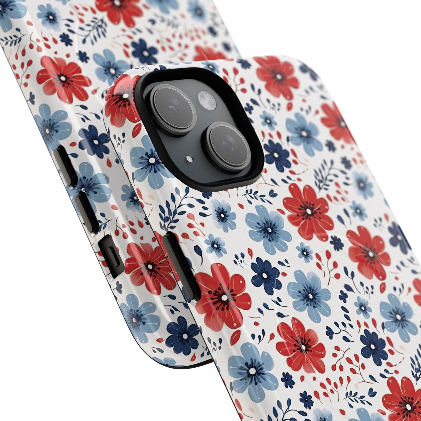 Patriotic Floral Dreams Tough Magnetic iPhone Cases, Durable, Stylish, Gift for Her, Protective Phone Cover, Spring Floral Design