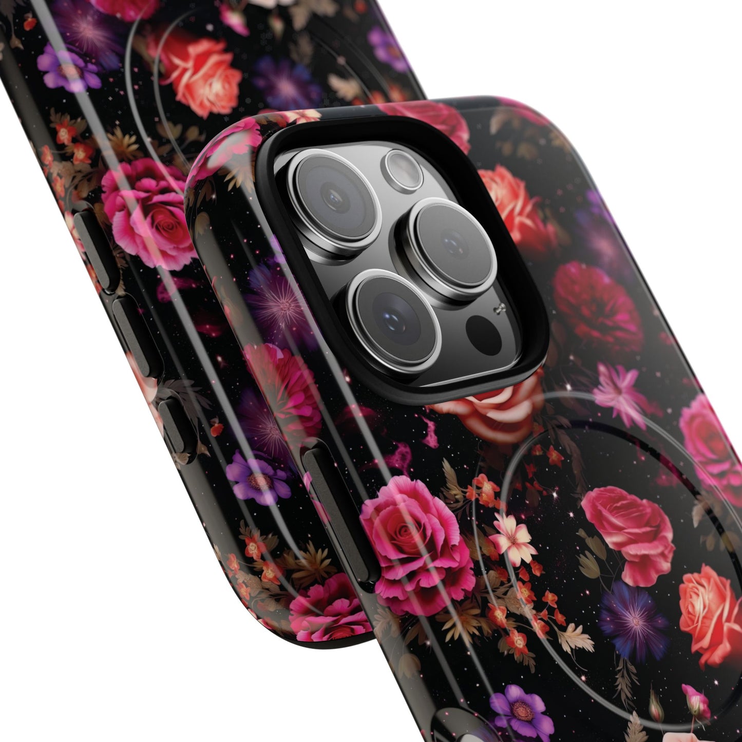 Starry Rose Garden Tough Magnetic Phone Case, Stylish Phone Cover, Gift for Her, Elegant Floral Design, Durable Phone Accessories