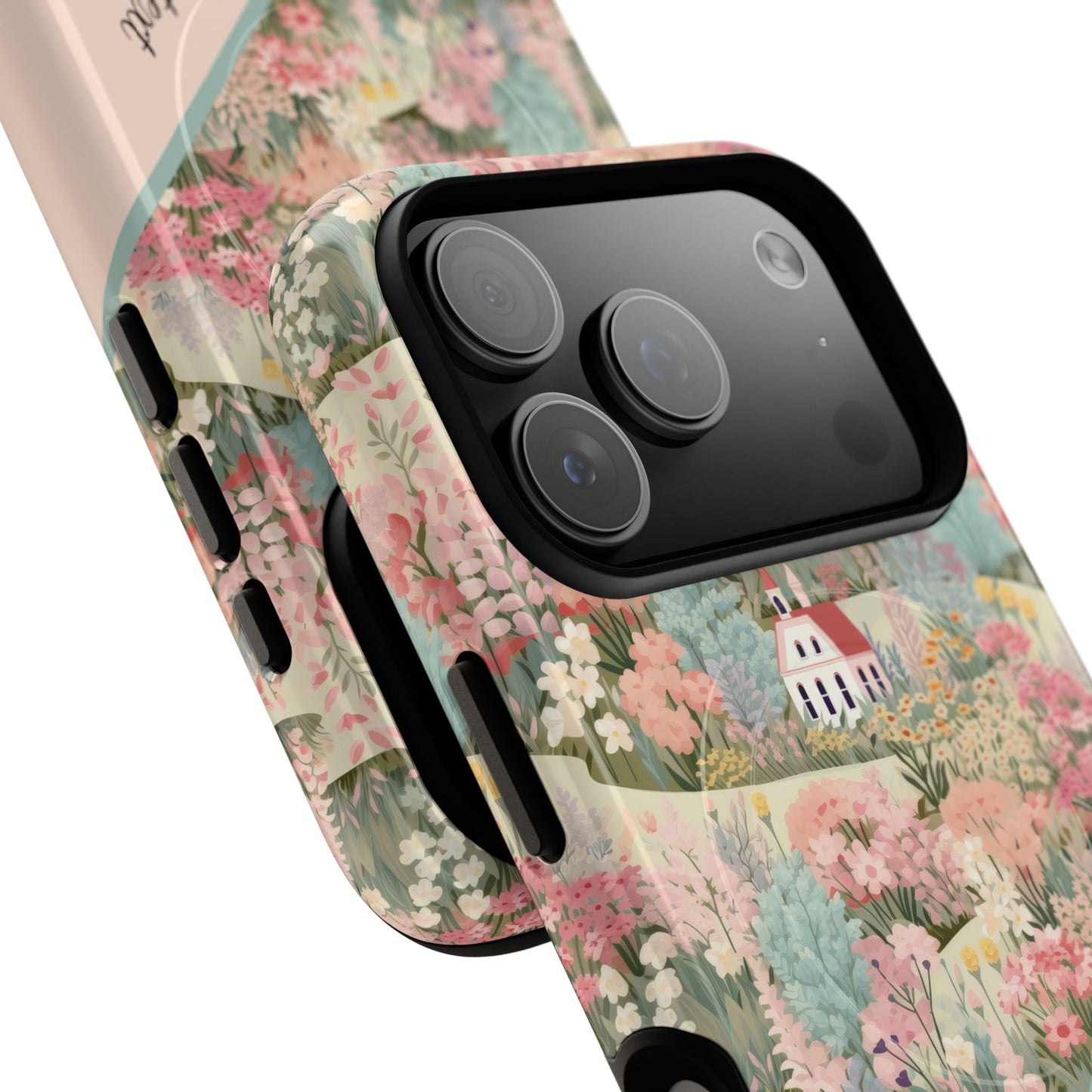 Blush Bloom Village Tough Magnetic MagSafe®Case, Durable Protection, Unique Gift for Nature Lovers,  iPhone® 13, 14, 15, 16, 17, Pro, Pro Max, Plus Cases.