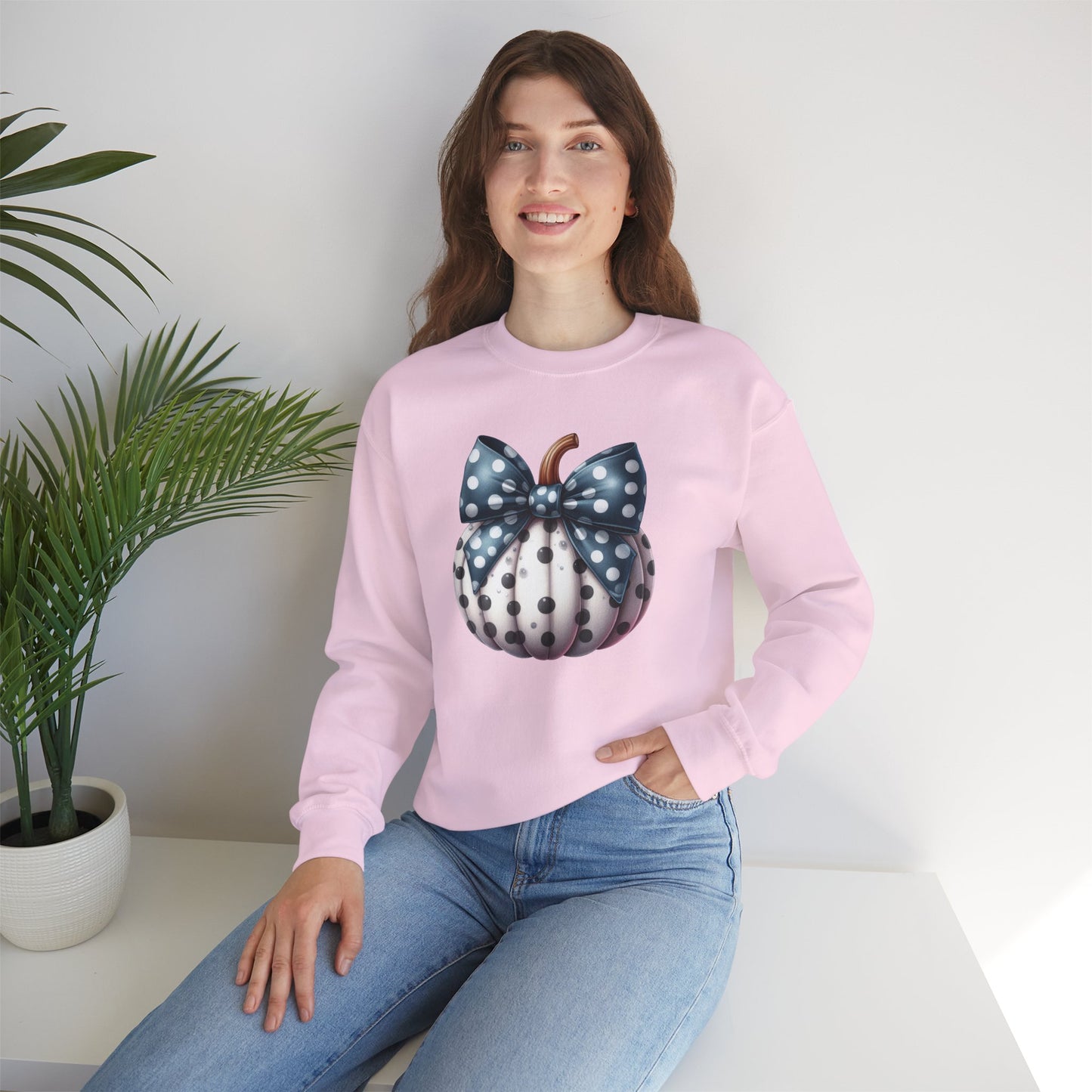 Polka Dot Pumpkin Charm Unisex Heavy Blend™ Crewneck Sweatshirt