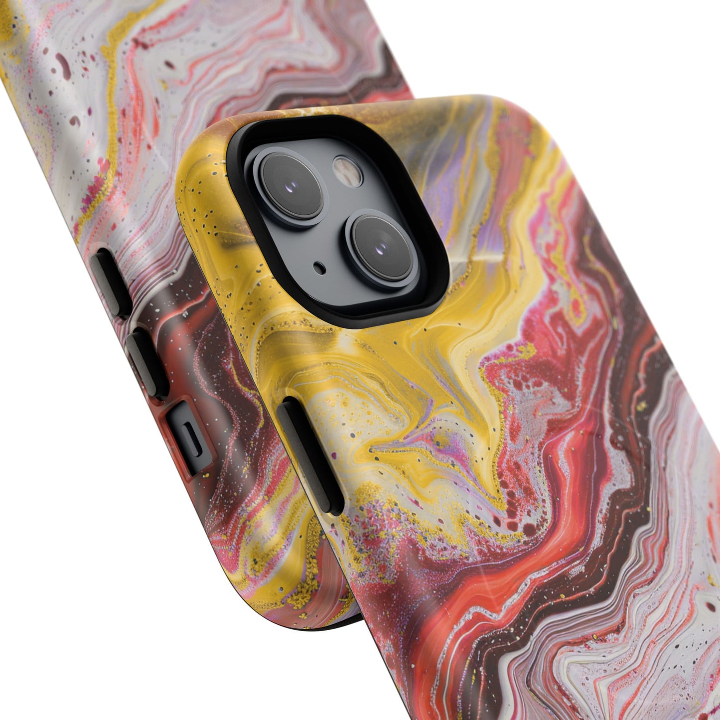 Colorful Red Marble iPhone Case, Tough Magnetic Cases, Stylish iPhone Protection, Unique Gift for iPhone Lovers, iPhone Accessories
