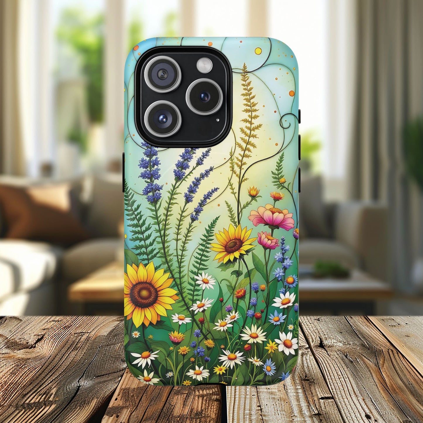 Floral Stained Harmony Glass Tough Magnetic Phone Case | Nature Inspired Design | Durable Protection | Gift for Nature Lovers | Spring Vibe