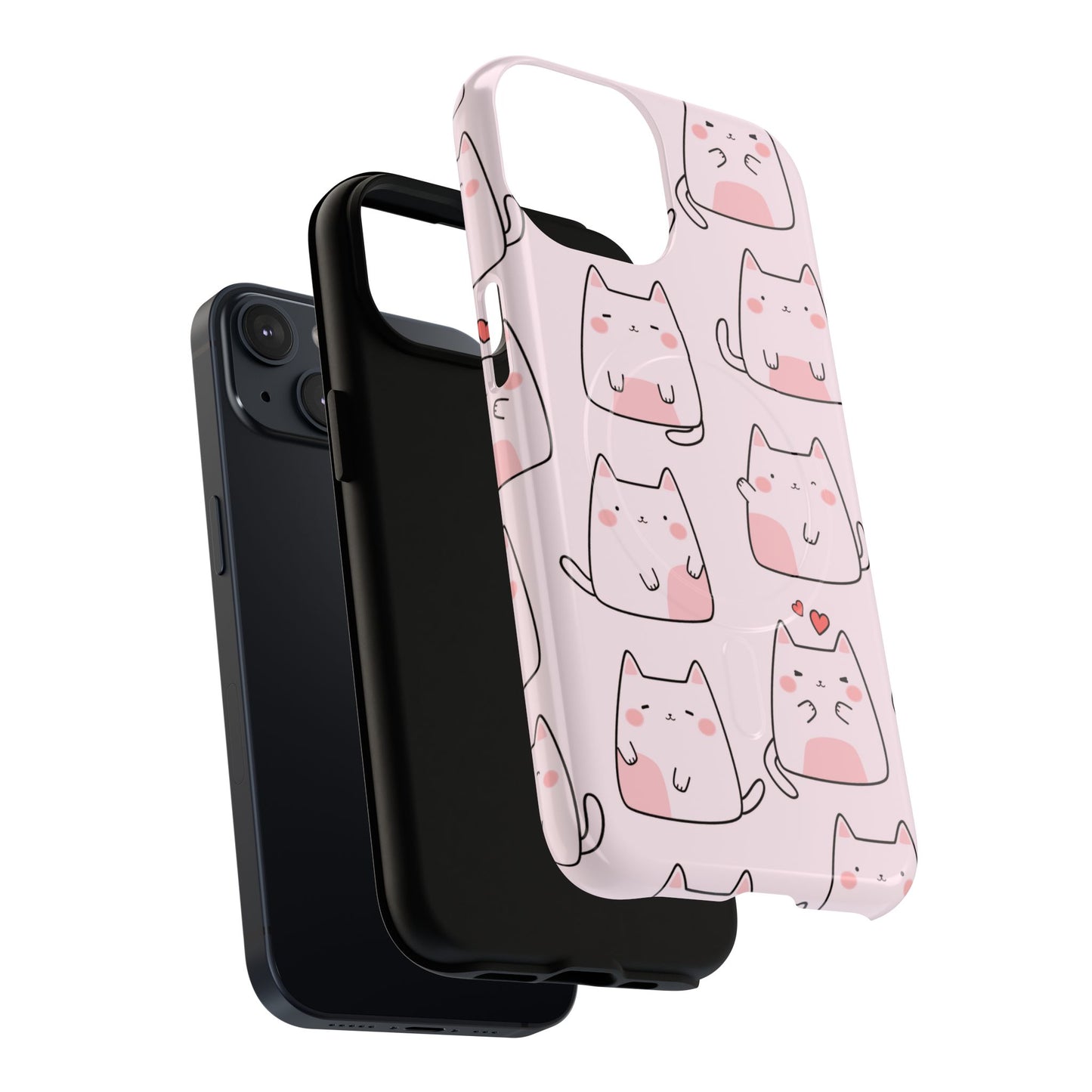 Cute Cat Magnetic iPhone Case, Tough iPhone Cover, Cat Lover Gift, Kawaii Style Case, Pet-Themed Gift