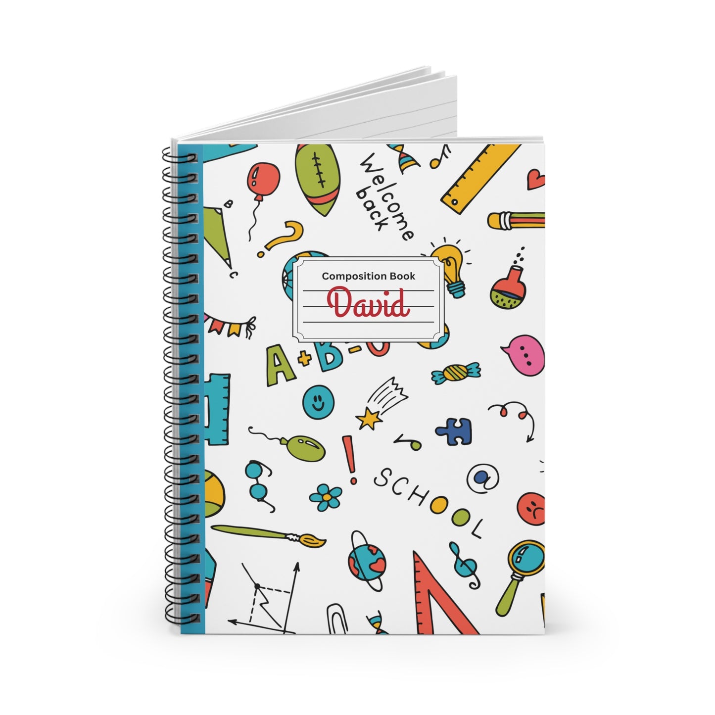 Personalized Classroom Couture Composition Book Inspired Playful Spiral Notebook - Perfect for School, Journaling, Kids, Teachers, Back to School Gifts