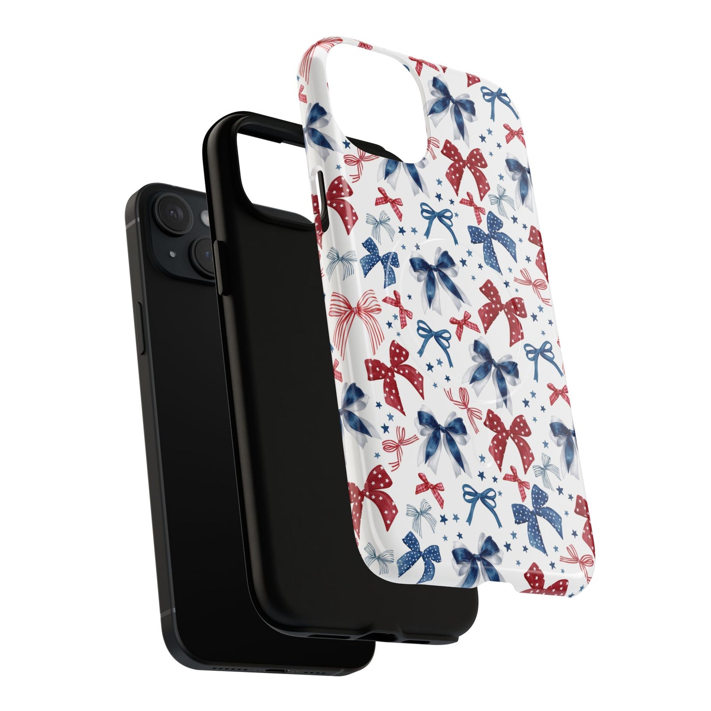 Patriotic Coquette Tough iPhone Magnetic Case, Stylish Gift for Her, Summer Celebrations, Cute Bow Design