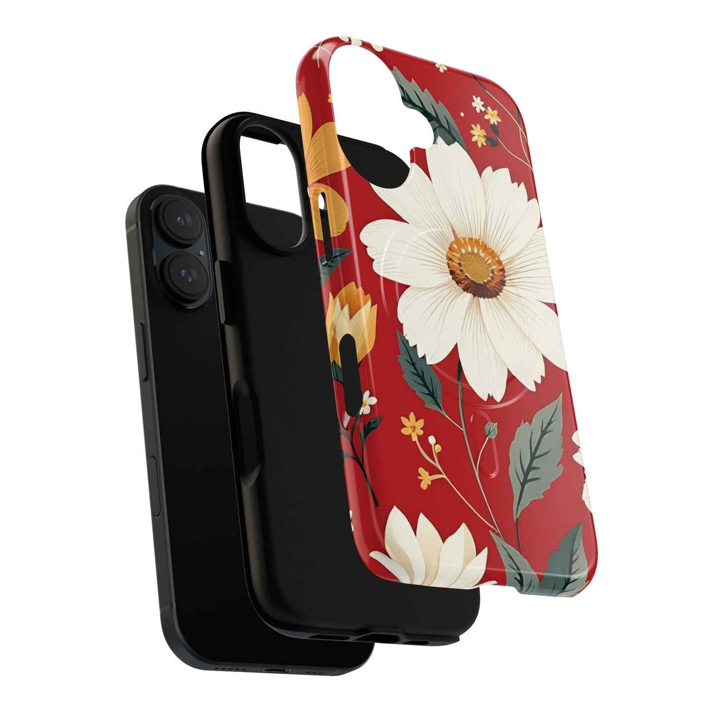 Floral Fusion Tough Magnetic Phone Case | Flower Design, Durable Protective Cover, Gift for Her, Spring Style, Unique Phone Accessory.