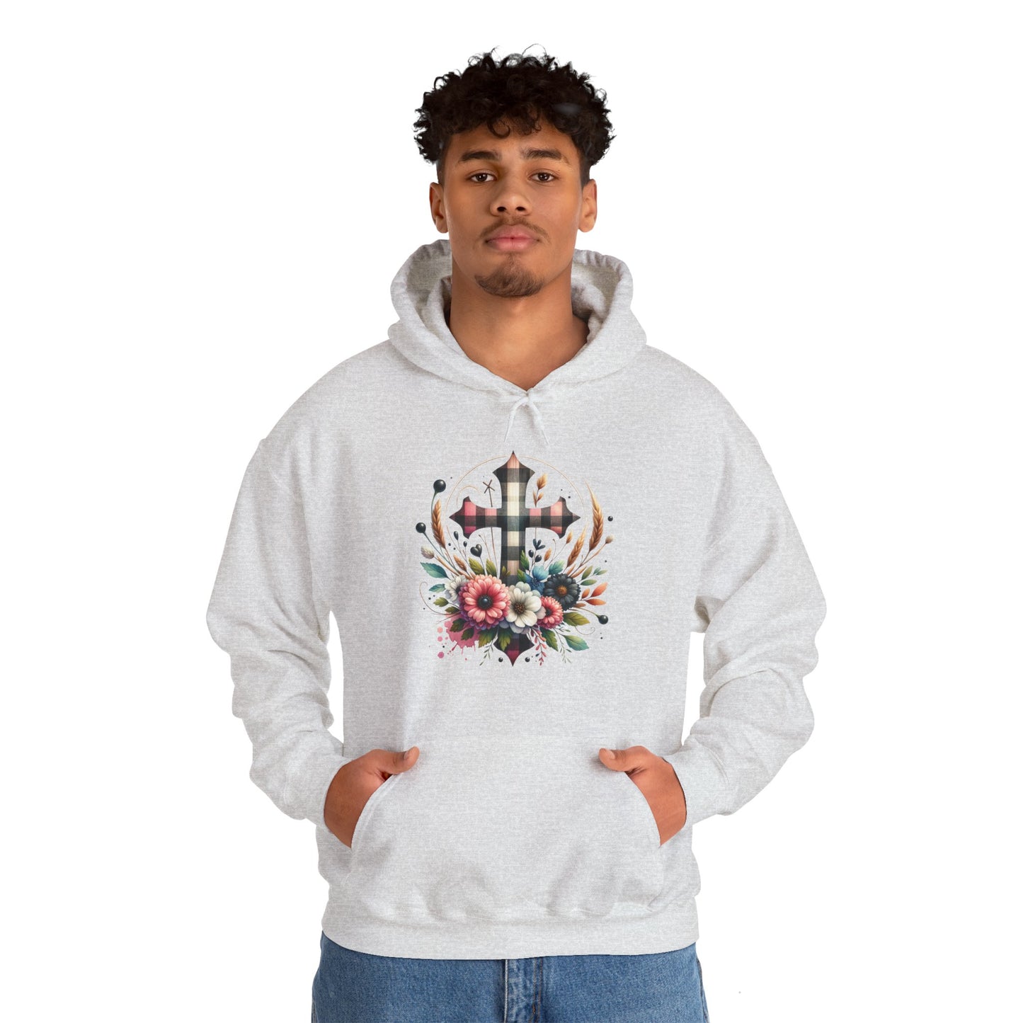 Faith and Floral Cross Unisex Gildan Hoodie Sweatshirt