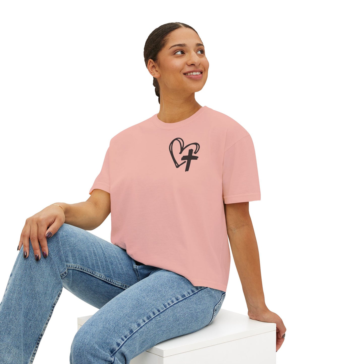 Faith and Floral Cross Women's Comfort Colors Boxy Tee