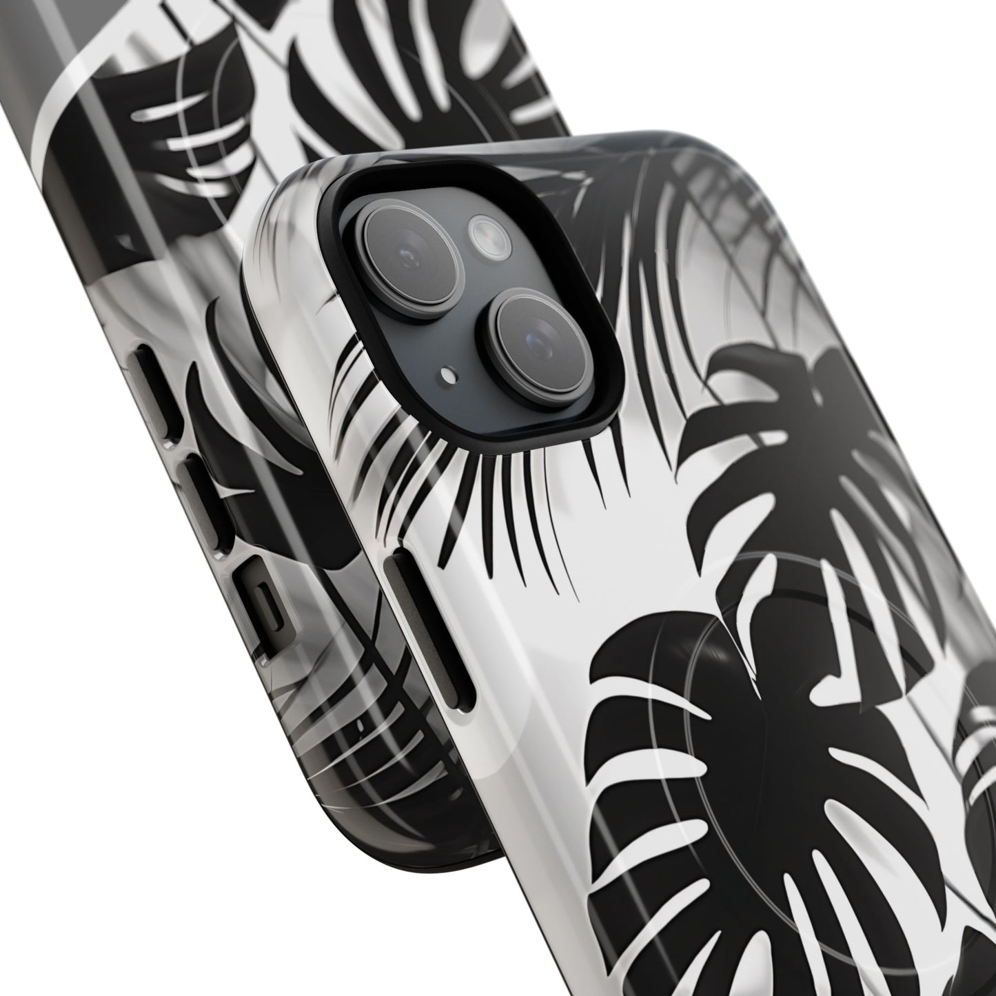 Personalized Monochrome Monstera Tropical Phone Case - Tough Magnetic MagSafe® Cases, Gifts for Nature Lovers, Stylish Phone Accessories, Gifts for Her.