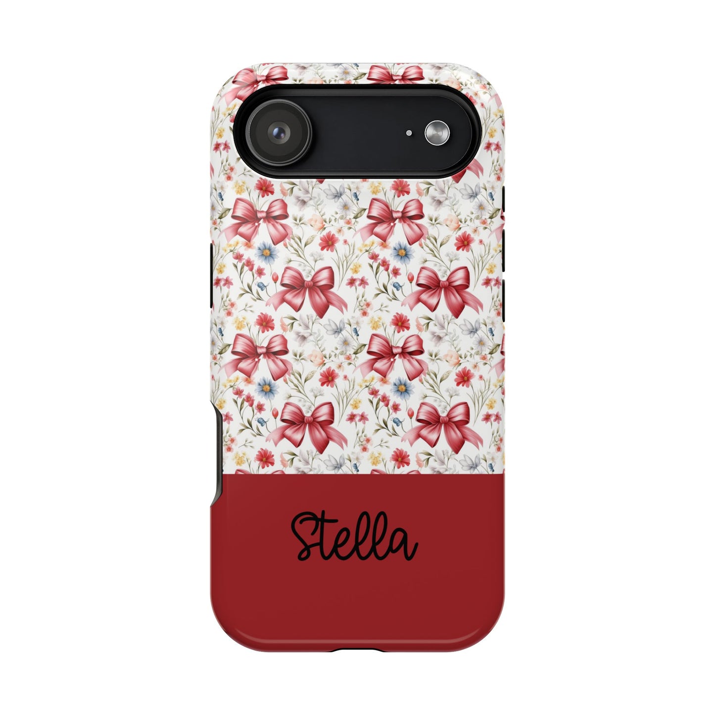 Personalized Rosette Coquette Floral Bow iPhone and Samsung Impact-Resistant Case — Custom Name Case