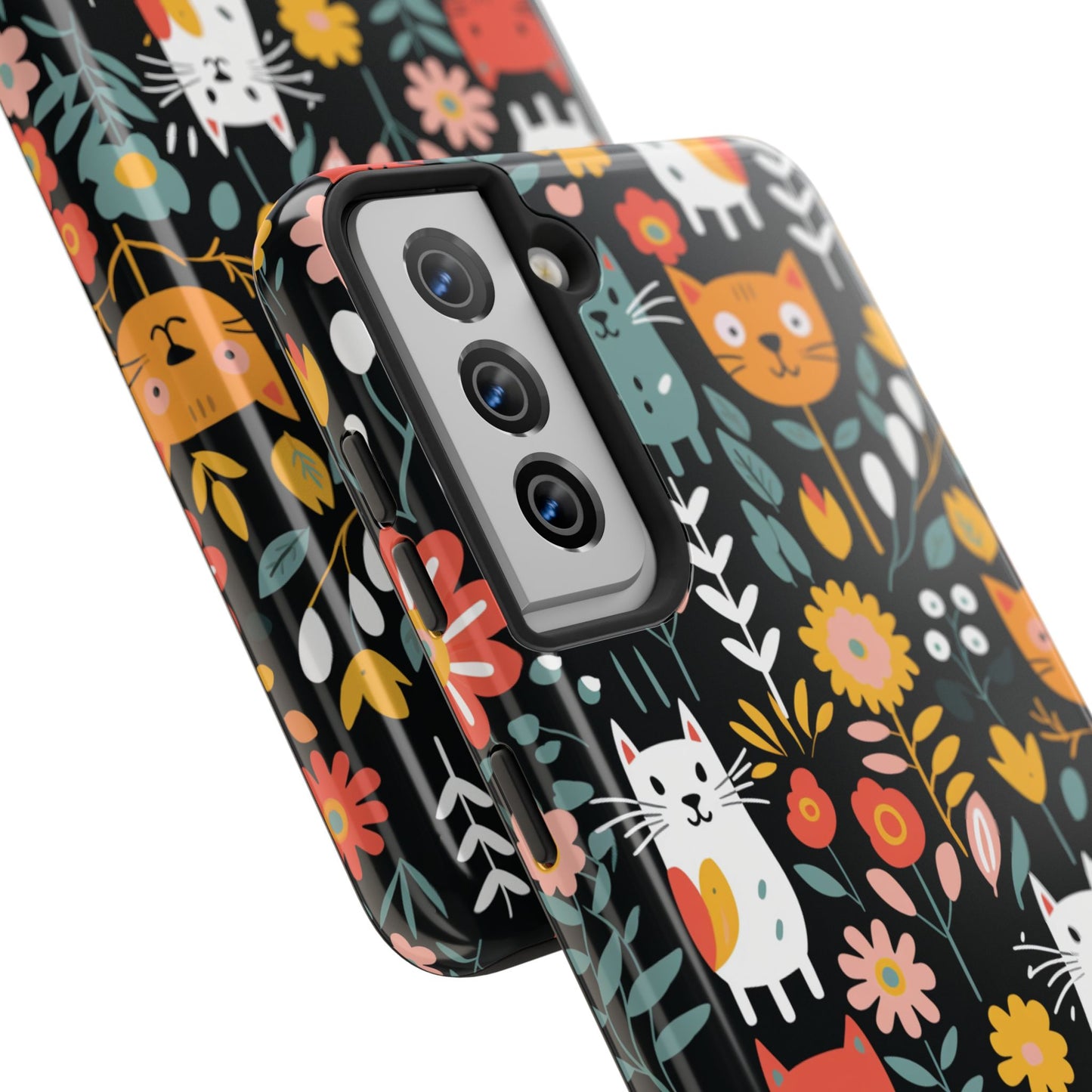 Whimsical Feline Garden iPhone and Samsung Tough Phone Cases,