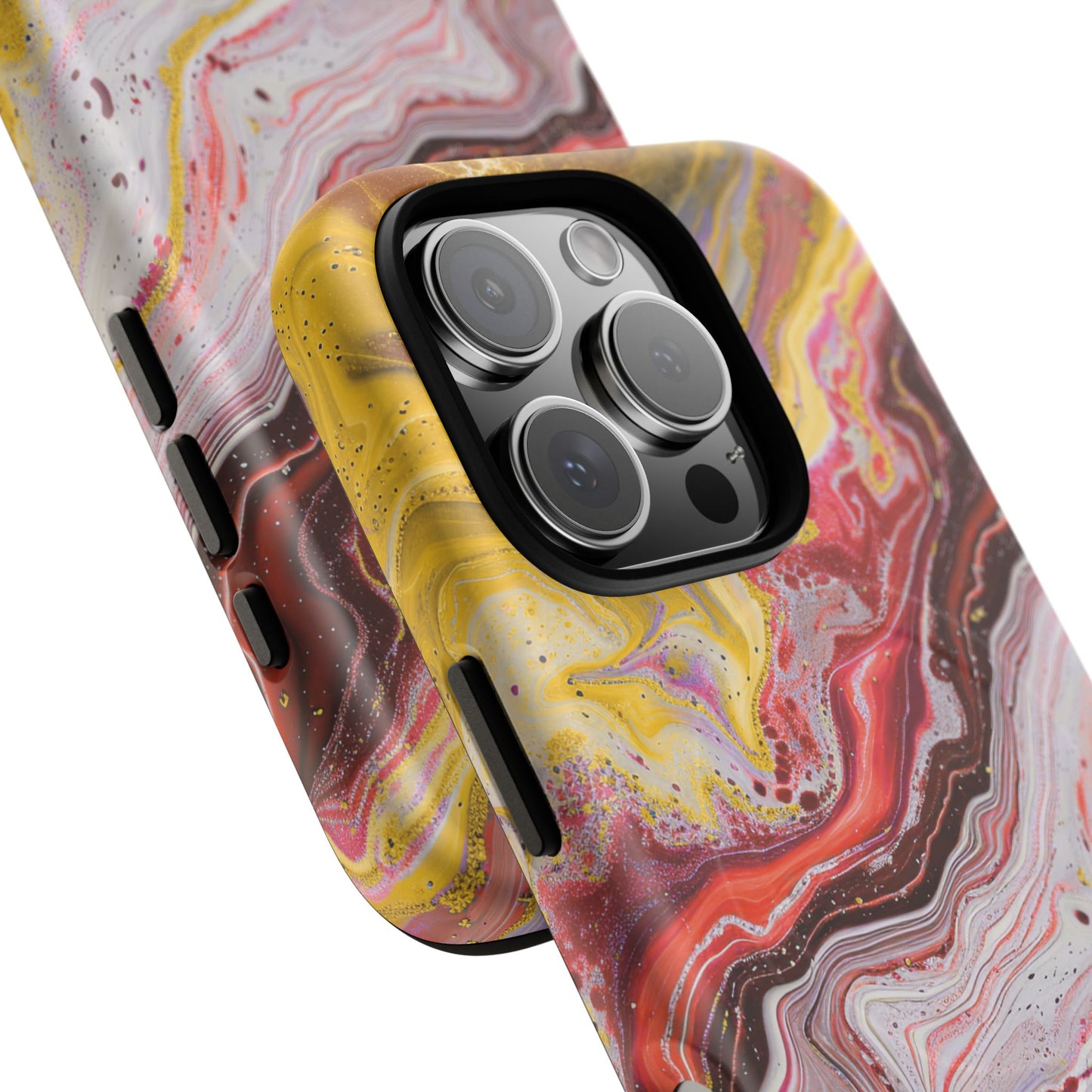 Colorful Red Marble iPhone Case, Tough Magnetic Cases, Stylish iPhone Protection, Unique Gift for iPhone Lovers, iPhone Accessories