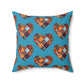 Turquoise Patchwork Heart Spun Polyester Square Pillow