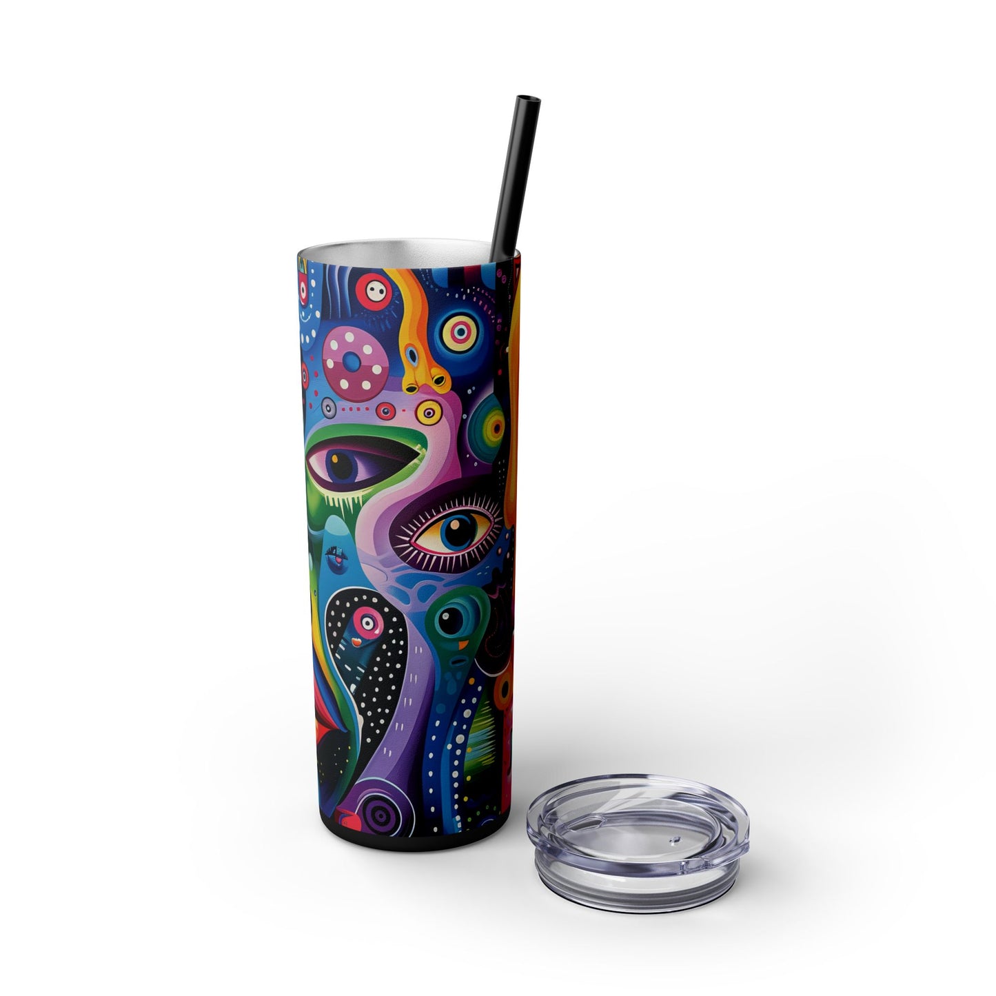 Psychedelic Visions Skinny Tumbler with Straw, 20oz