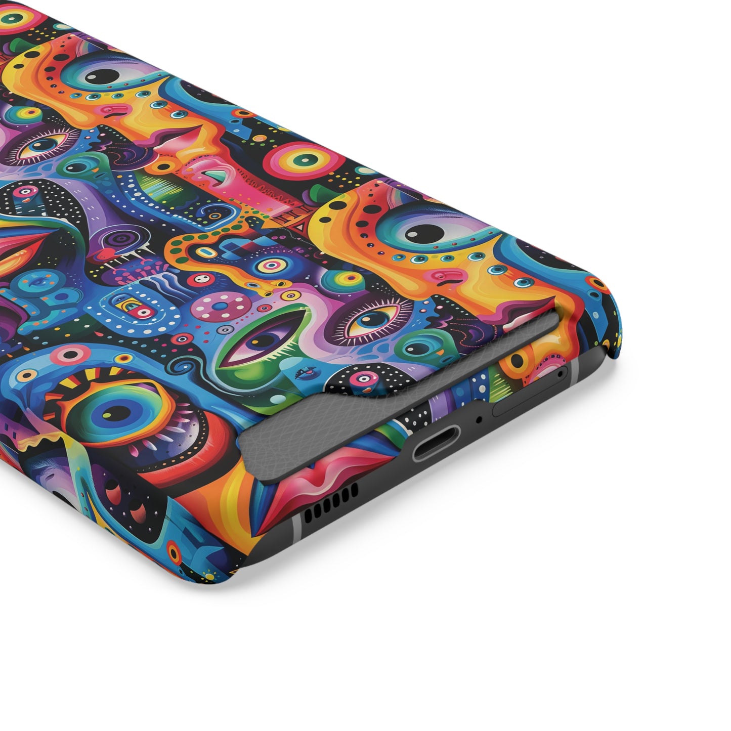 Psychedelic Visions Phone Case with Card Holder - Colorful and Stylish Design for Creatives