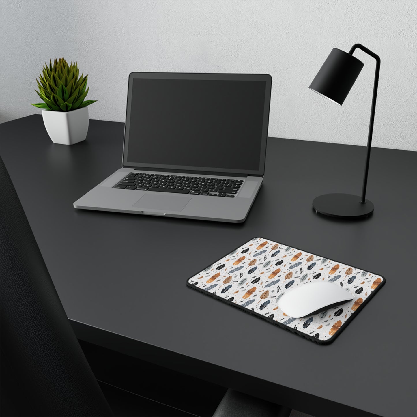 Whispering Feathers Stylish Pattern Gaming Mouse Pad - Non-Slip Desk Accessory.