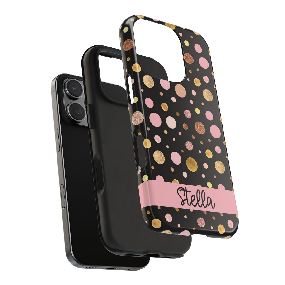 Personalized Gold & Pink Confetti Tough Phone Case — Glitter Dot Protective Phone Cover