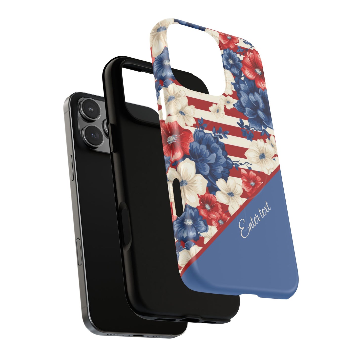 Personalized Stars, Stripes & Petals Tough Magnetic MagSafe Case, Patriotic Cover, Floral Design, Durable Protection, Gift for Her, Summer Vibes