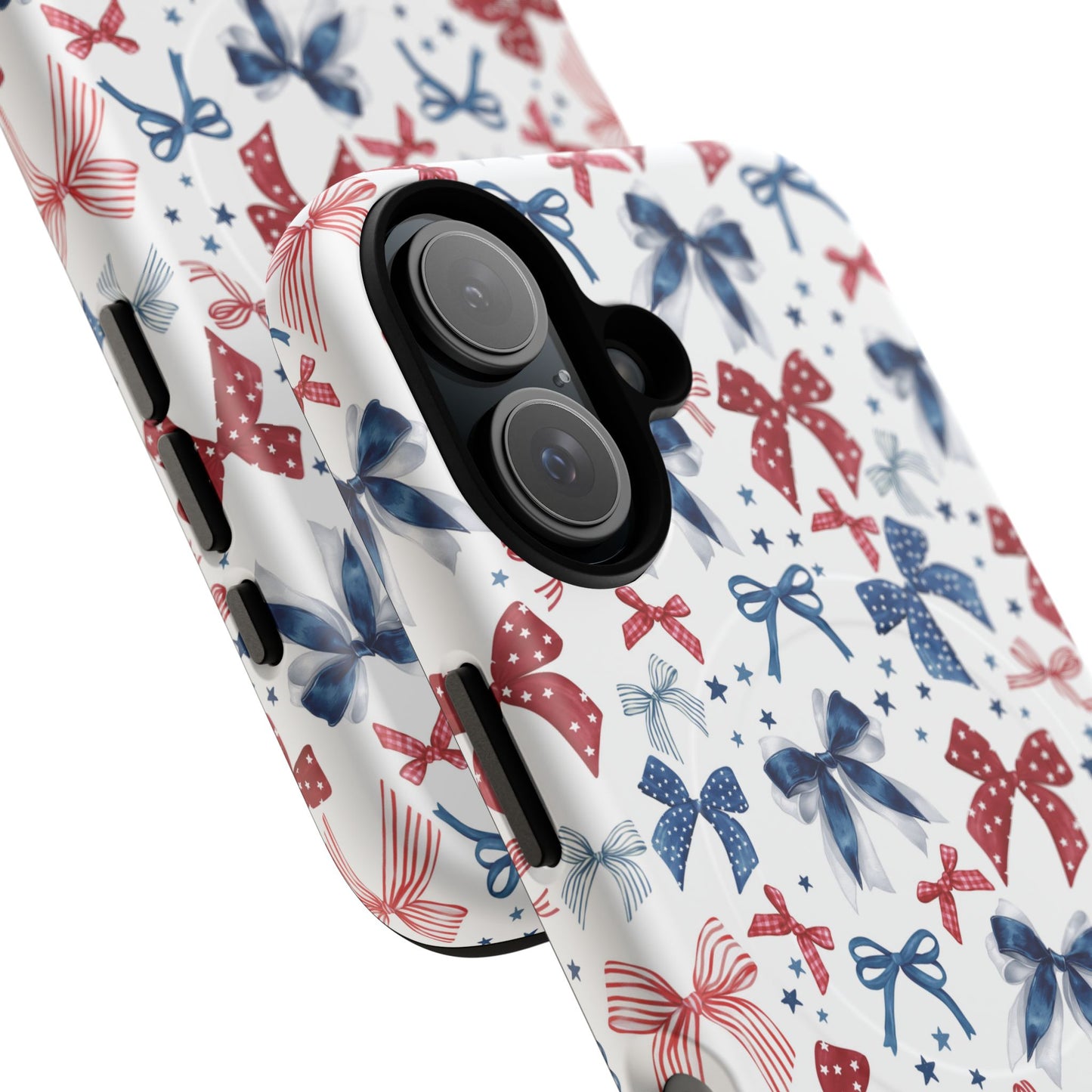 Patriotic Coquette Tough iPhone Magnetic Case, Stylish Gift for Her, Summer Celebrations, Cute Bow Design