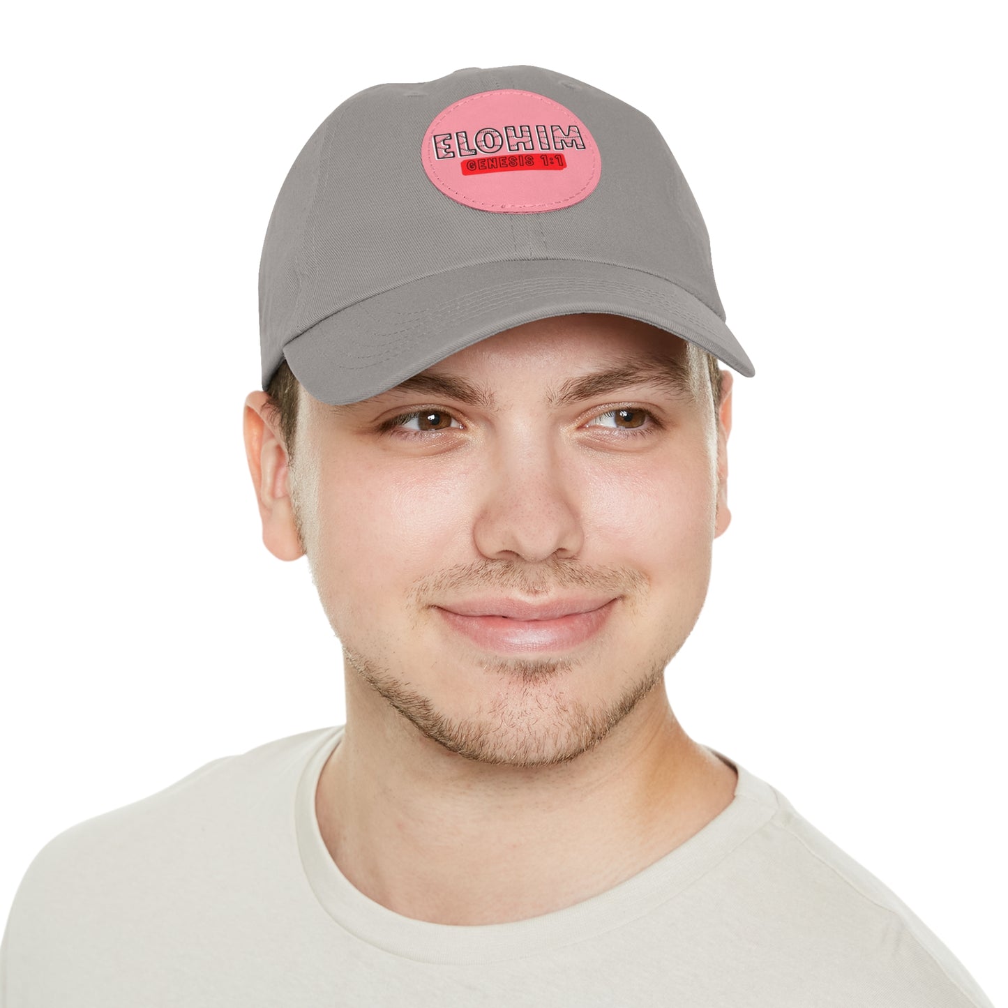 'ELOHIM, GENESIS 1:1- Stylish Dad Hat with Leather Patch | a Unisex Gift, Casual Wear, Summer Accessory, Unique Outdoor Cap, Adjustable Sun Hat, Christian Gift