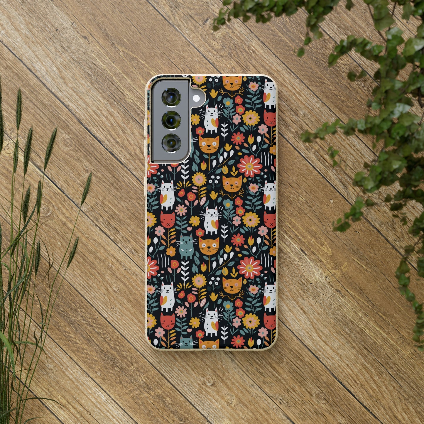 Whimsical Feline Garden Samsung Biodegradable Cases