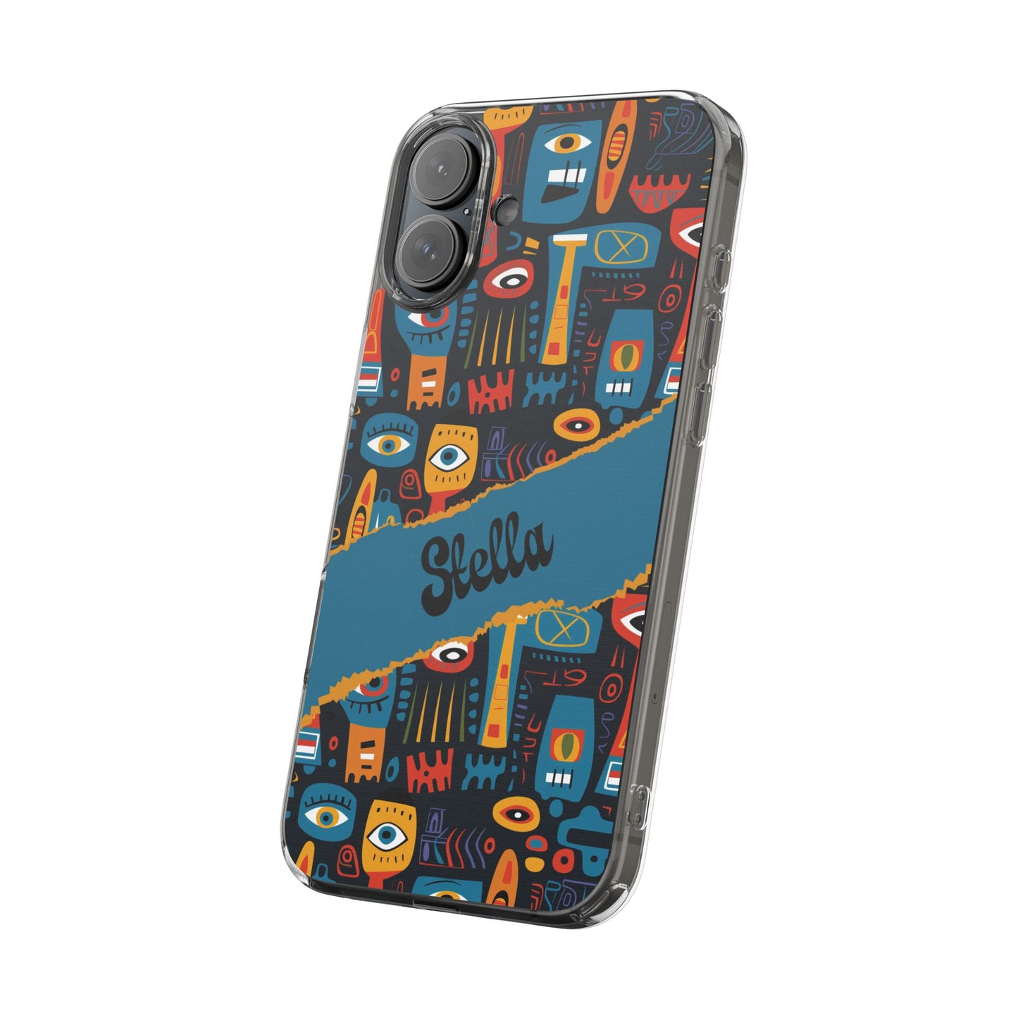 Phone Case — Colorful Abstract Faces Clear Impact-Resistant Case