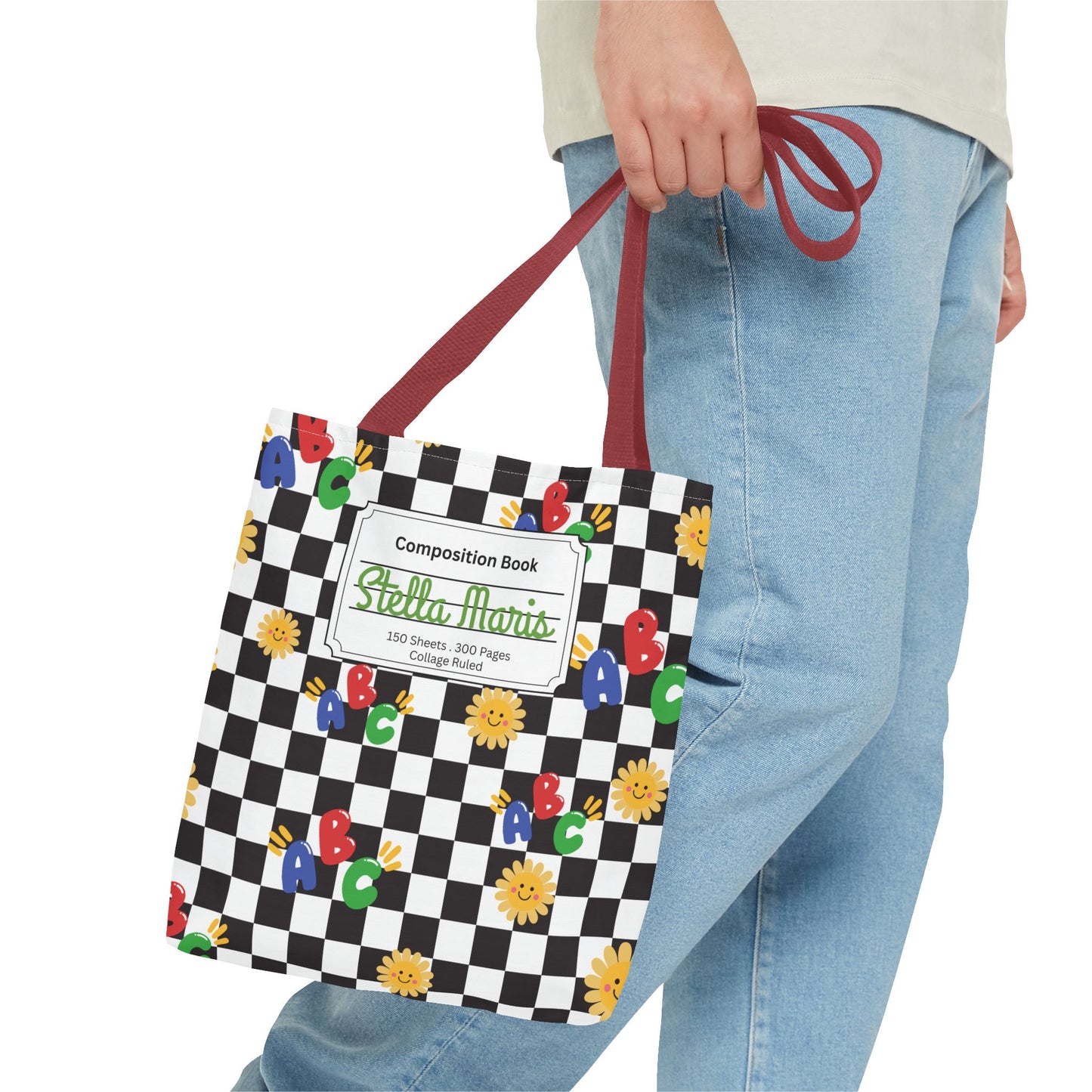 Personalized Schoolyard Chic Composition Book Inspired Tote Bag, Back to School Tote, Teacher Gift, Kids Bag, Custom Name Bag, Educational Accessories, Back to School Tote Bag.