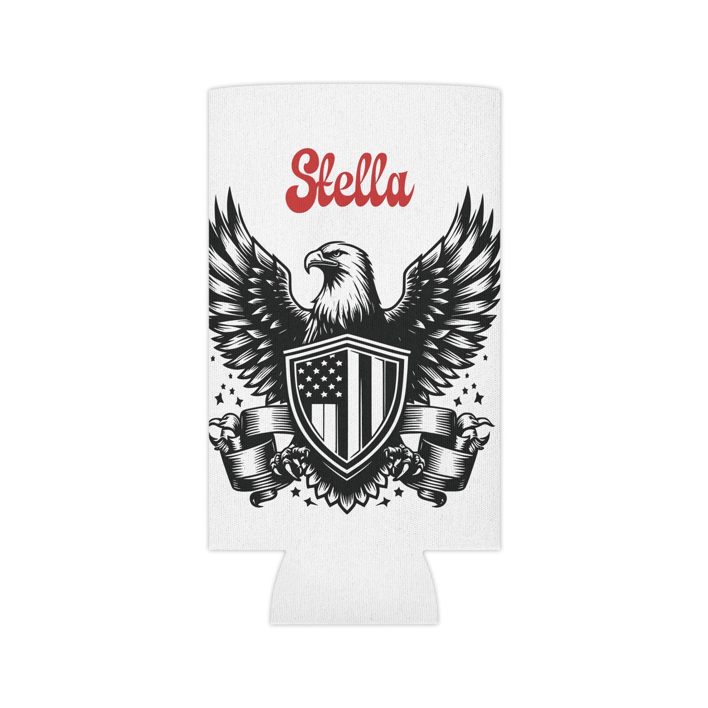 Personalized Patriotic Eagle with Shield Design Can Cooler — (Custom Name)