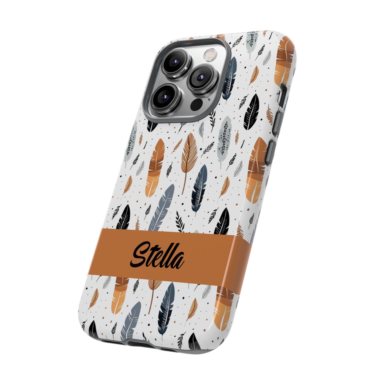 Personalized Whispering Feathers Samsung, Google Pixel and iPhone Case, Custom Name Case.