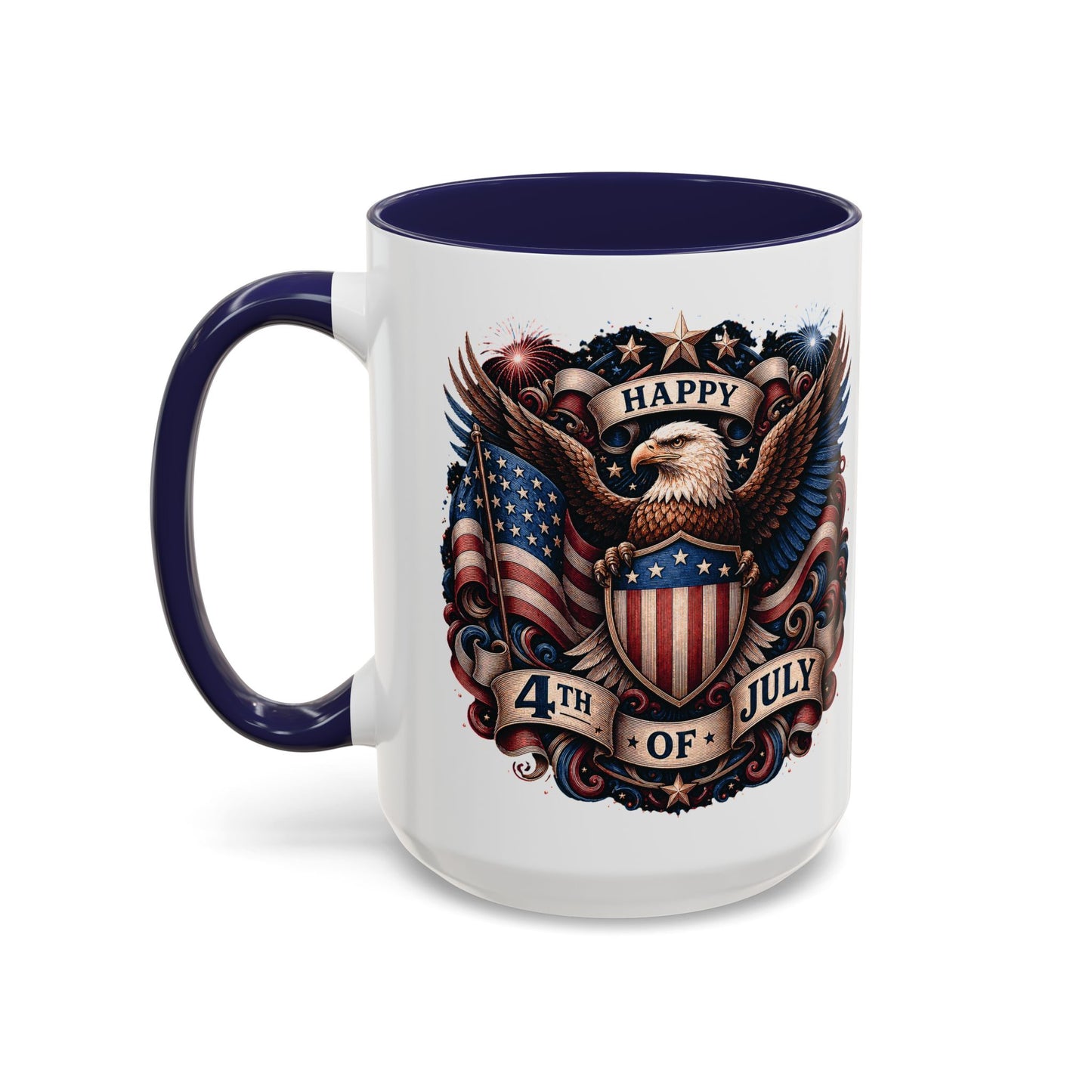 4th of July Eagle Coffee Mug — Patriotic American Flag Accent Mug (11/15oz)