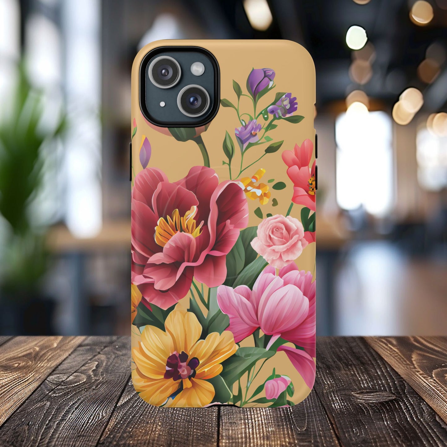 Sunset Botanica Tough iPhone Magnetic Case, Gifts for Her, MagSafe® iPhone® Tough Case, iPhone 13, 14, iPhone 15, iPhone 16, 17, Pro, Pro Max, Plus.