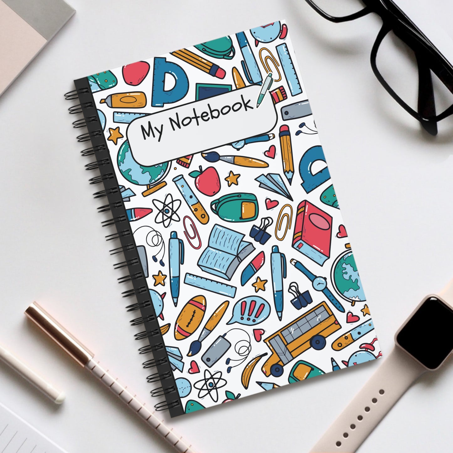 Black School Doodles Spiral Journal (EU)- (PY)