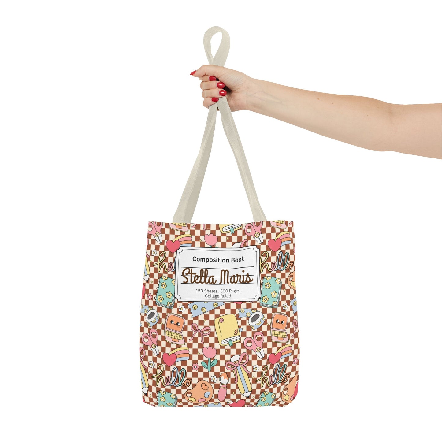 Personalized Brown Doodle Daydream Composition Book Inspired Tote Bag, Back to School Tote, Teacher Gift, Kids Bag, Custom Name Bag, Educational Accessories, Back to School Tote Bag.