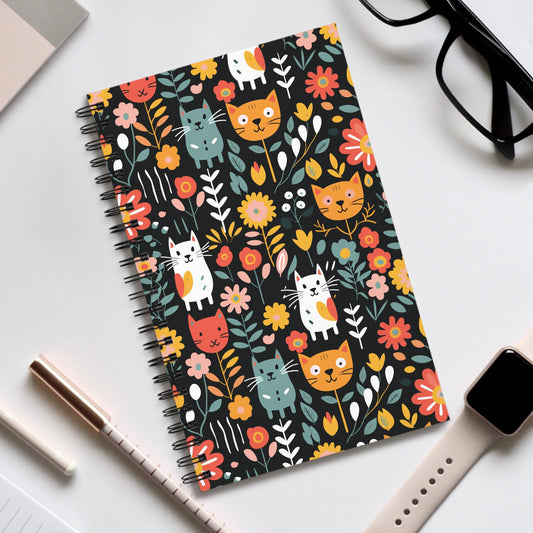 Whimsical Feline Garden Spiral Journal (EU)