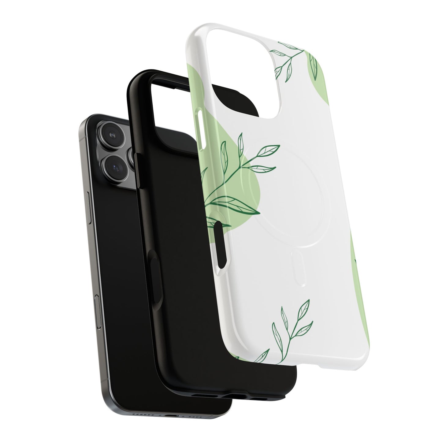 Stylish Tough iPhone Magnetic Cases with Leaf Design, iPhone Protection Cases, Greenery iPhone Covers, Eco-Friendly iPhone Accessories, Gift for Her.