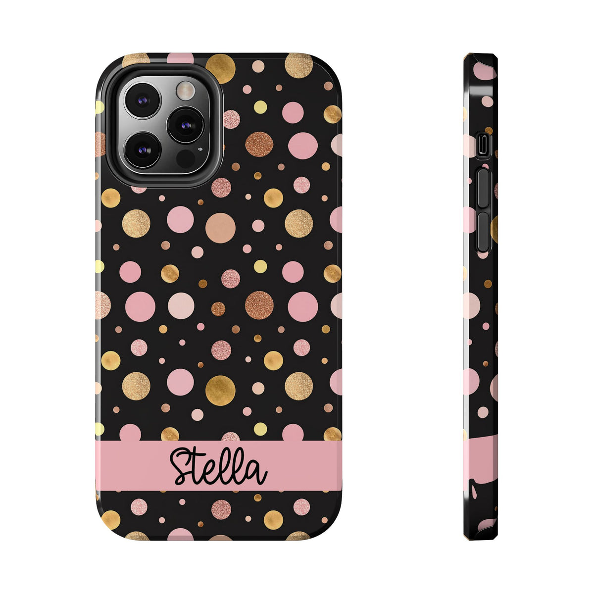 Personalized Gold & Pink Confetti Tough Phone Case — Glitter Dot Protective Phone Cover