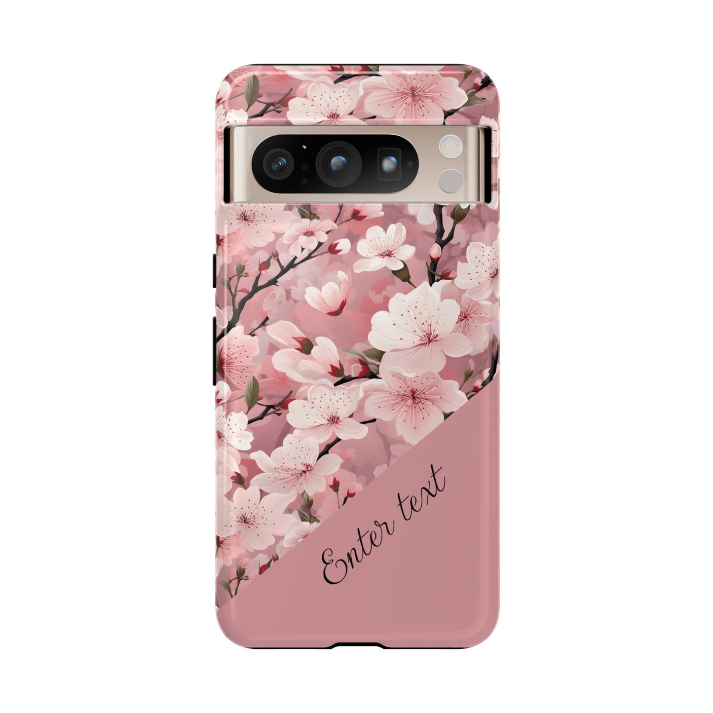 Personalized Cherry Blossom Tough Phone Case — Pink Floral Protective Case for Samsung & Google
