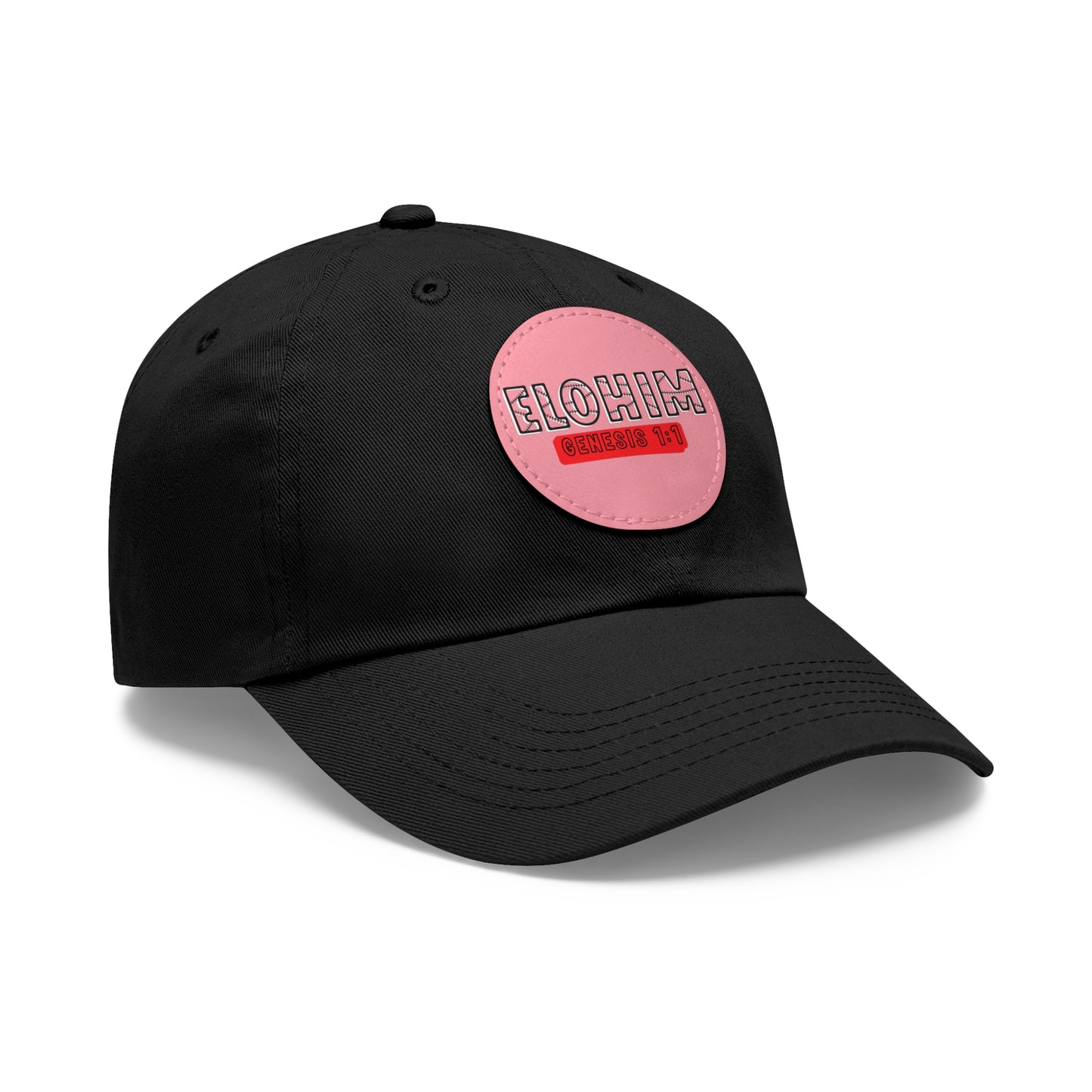 'ELOHIM, GENESIS 1:1- Stylish Dad Hat with Leather Patch | a Unisex Gift, Casual Wear, Summer Accessory, Unique Outdoor Cap, Adjustable Sun Hat, Christian Gift