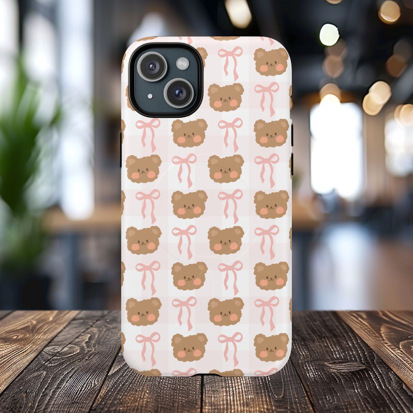 Cute Bear Pattern Magnetic Phone Case, Durable Animal Design, Gift for Kids, Trendy Case for iPhone, Cute Phone Accessory