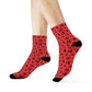 Winter Wonderland Red Crew Socks - Soft & Elastic Polyester/Spandex Blend - One Size Fits All