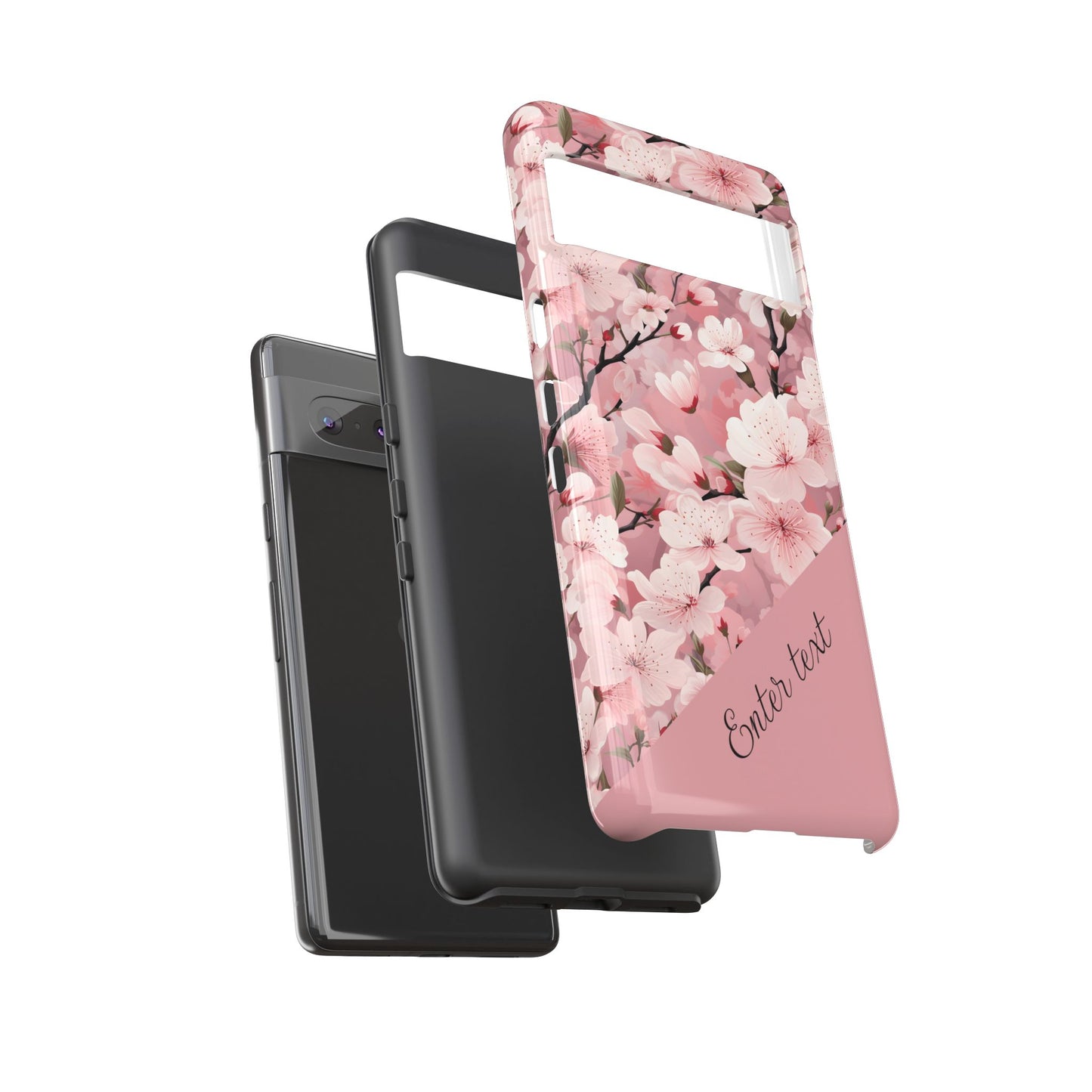 Personalized Cherry Blossom Tough Phone Case — Pink Floral Protective Case for Samsung & Google