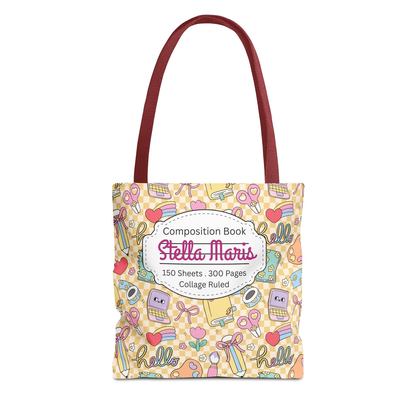 Personalized Doodle Daydream Composition Book Inspired Tote Bag, Back to School Tote, Teacher Gift, Kids Bag, Custom Name Bag, Educational Accessories, Back to School Tote Bag.